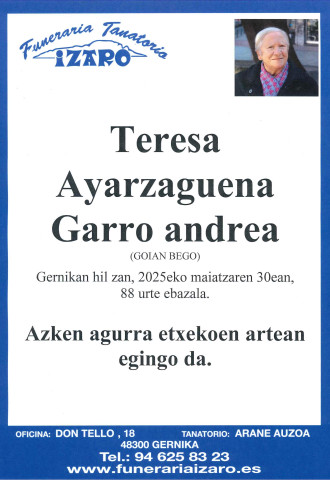 Teresa Ayarzaguena Garro